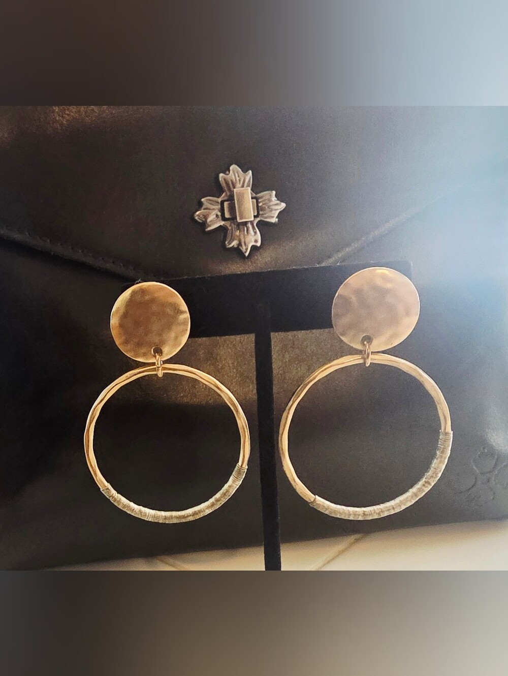 Natasha Matte Gold Boho Hoop Dangle Earrings